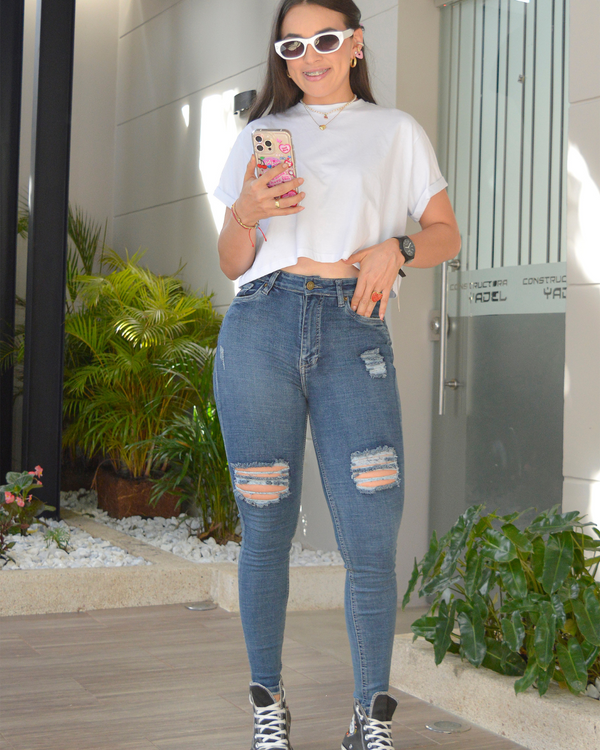 JEAN SKINNY STRECH TIRO ALTO  5296